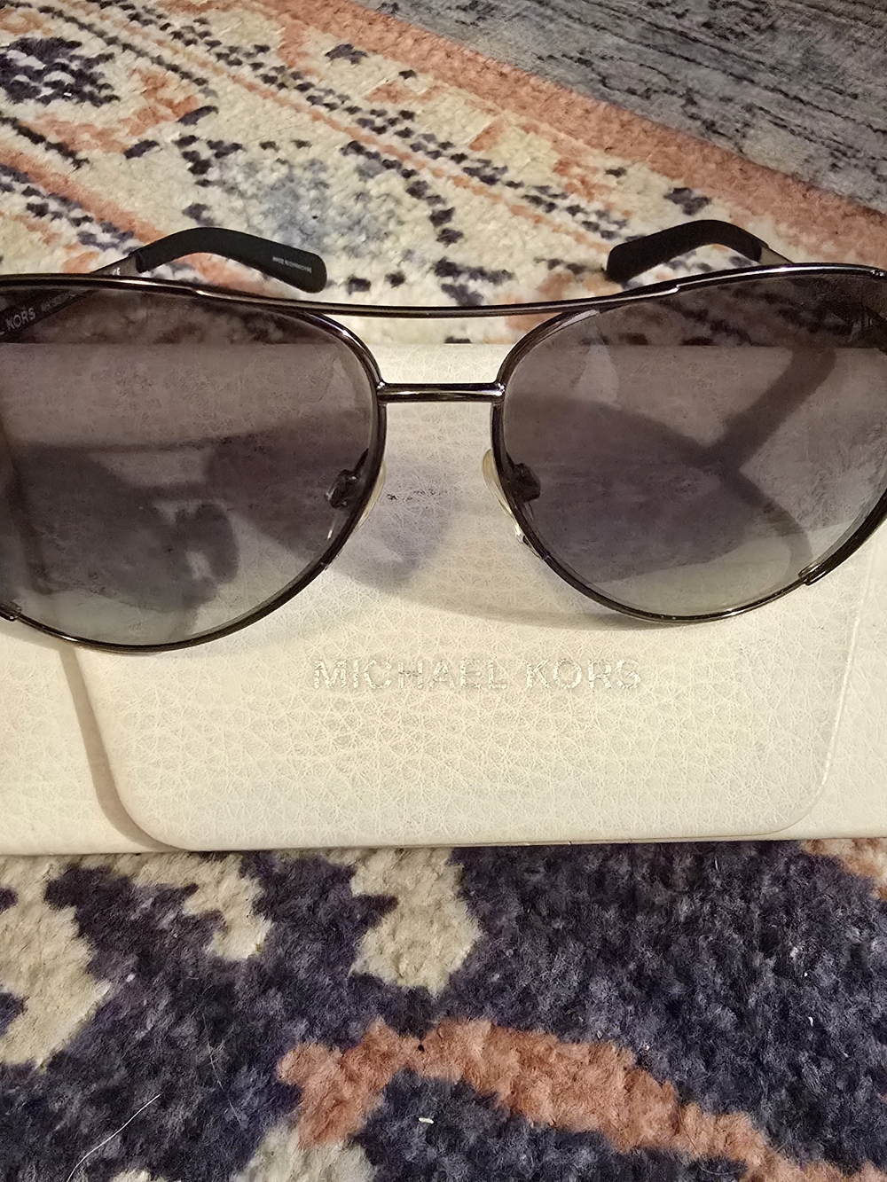 Michael Kors Black Aviator Sunglasses with Gray Lenses